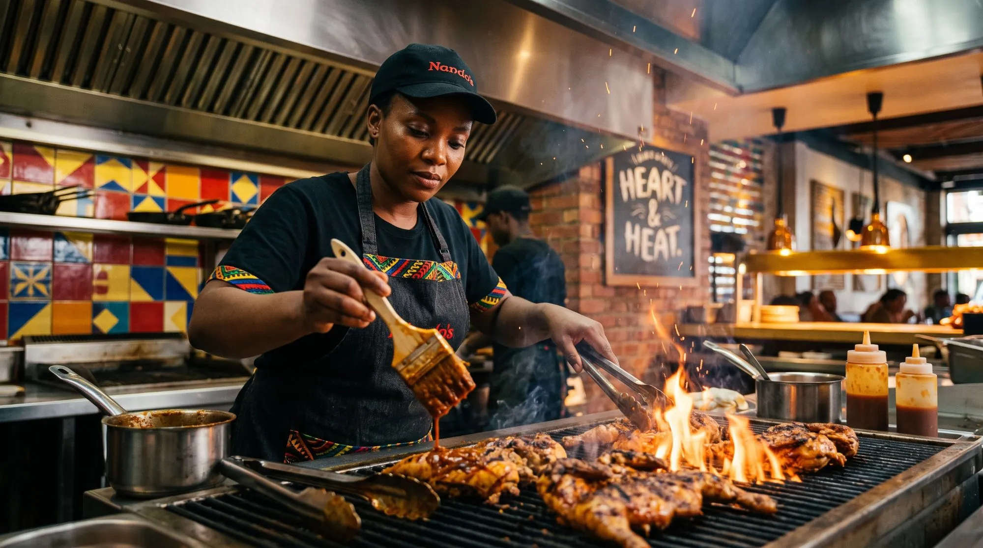 Nando's grillers at the flame-grill