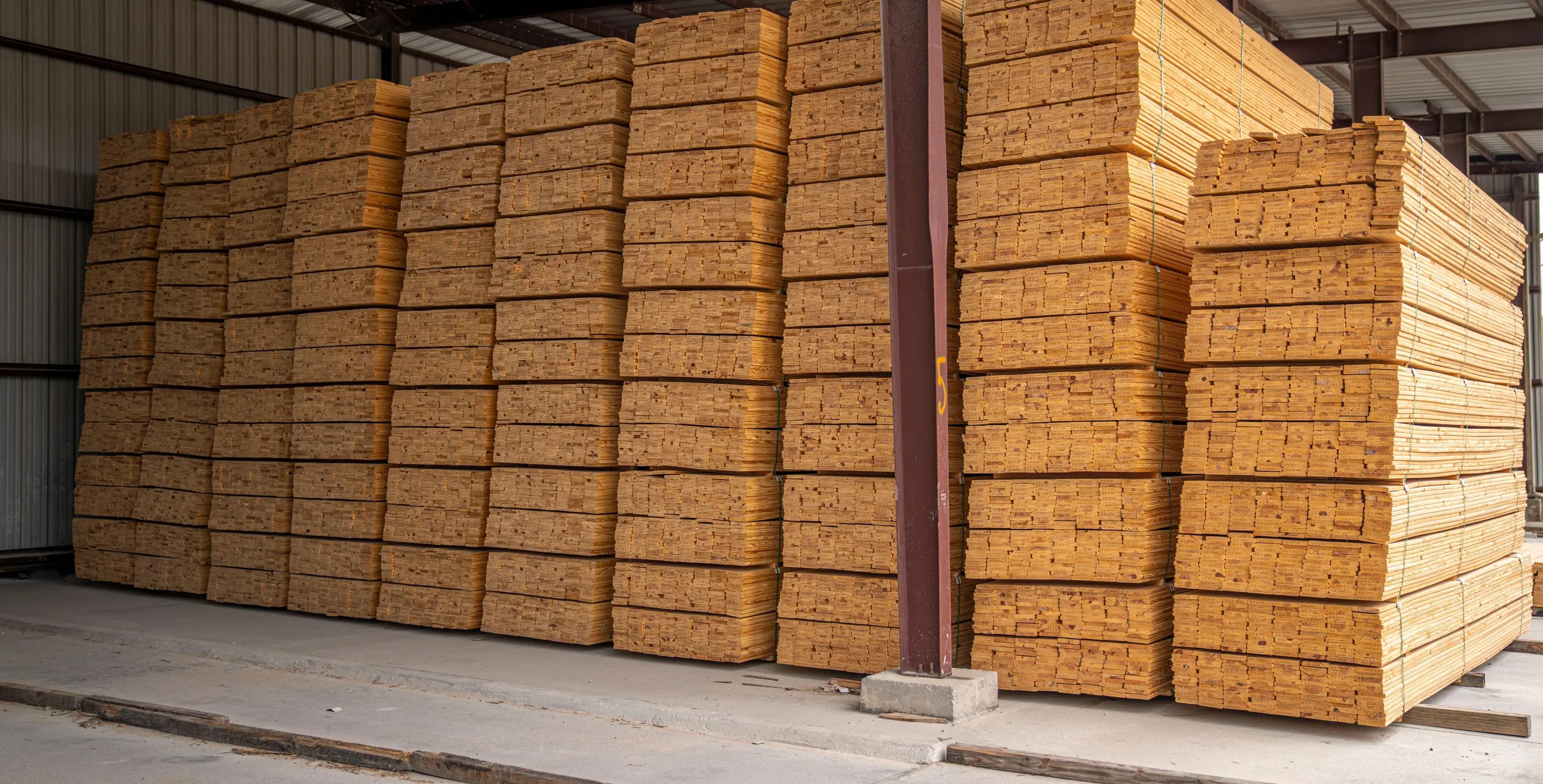 Stacked boards in a timber yard